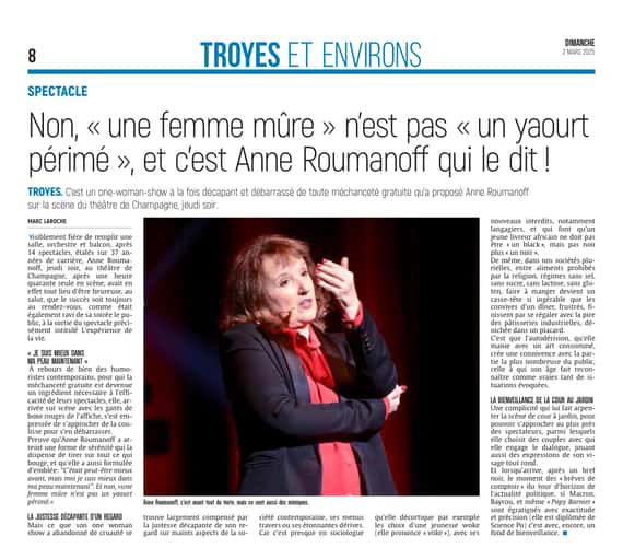 Anne Roumanoff : une femme mûren'est pas un yaourt perimé