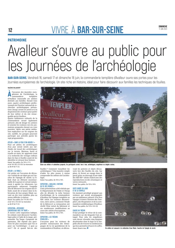 Avalleur s’ouvre au public pour les journées de l’archéologie