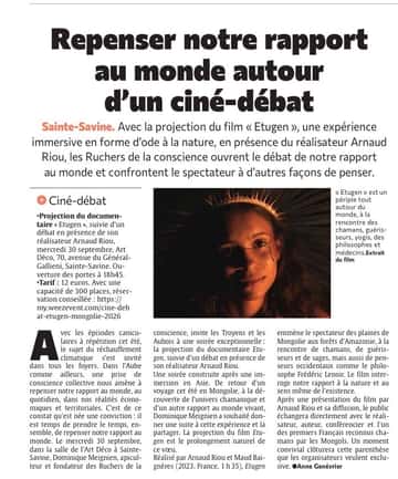 Repenser notre rapport au monde autour d'un ciné-débat