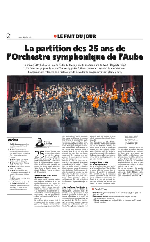 La partition des 25 ans de l'Orchestre Symphonique de l'Aube