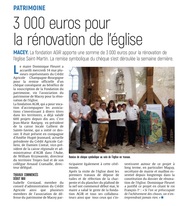 3 000 euros pour la rénovation de l'église.
