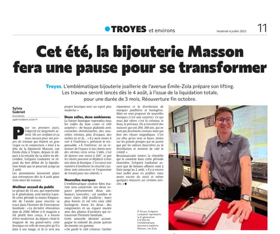 Cet été, la bijouterie Masson fera une pause pour se transformer !