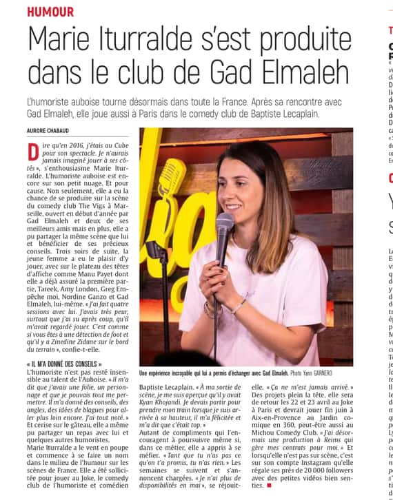 Notre Pépite Marie Iturralde s'est produite au Comedy Club de Gad Elmaleh