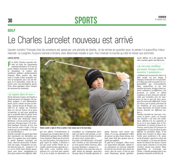 Le golfeur Charles Larcelet espère revenir plus fort