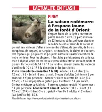La saison redémarre à l’espace faune de la forêt d’Orient