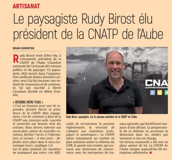 Le paysagiste Rudy Birost élu président de la CNATP