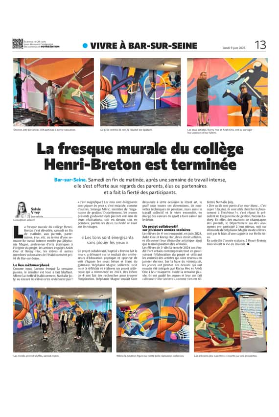La fresque murale du gymnase du collège Henri-Breton est terminée
