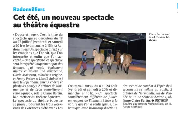 Théâre équestre de Radonvilliers : un nouveau spectacle cet été