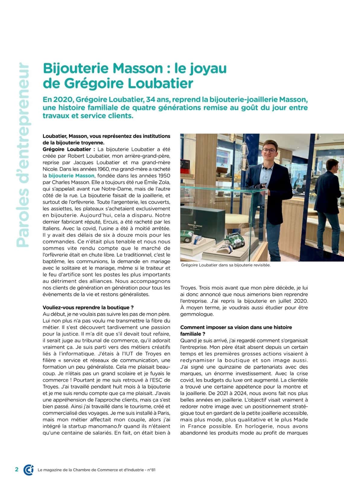 Bijouterie Masson : le joyau de Grégoire Loubatier