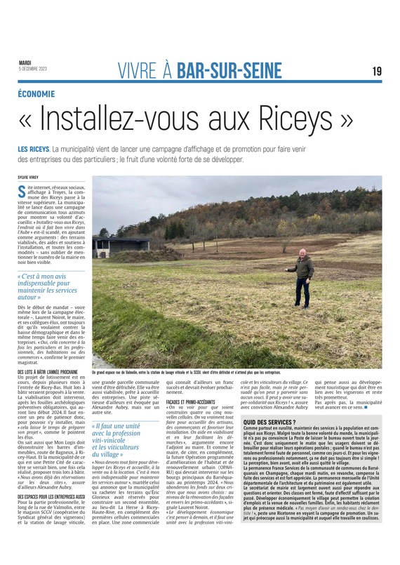 «Installez-vous aux Riceys»