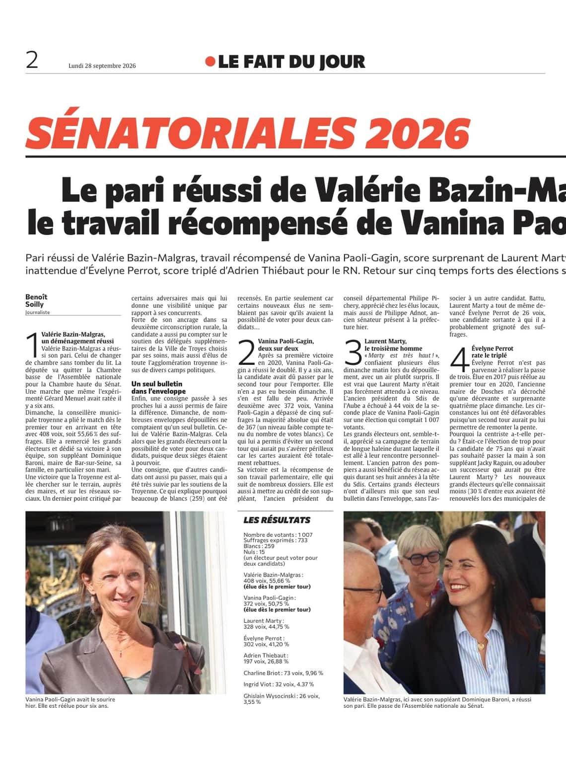 Le pari réussi de Valérie Bazin-Malgras le travail récompensé Vanina Paoli Gagin