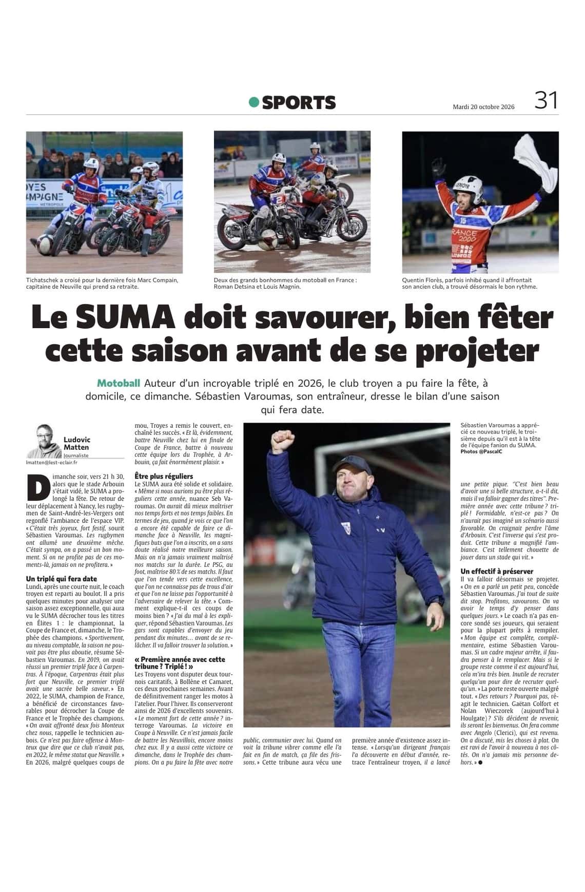 Le SUMA doit savourer, bien fêter cette saison avant de se projeter
