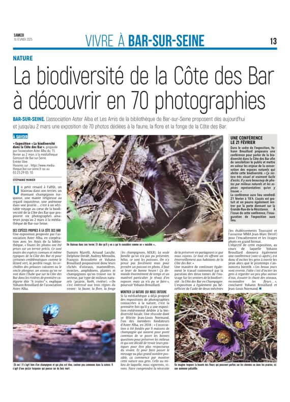 La biodiversité de la Côte des Bar à découvrir en 70 photographies