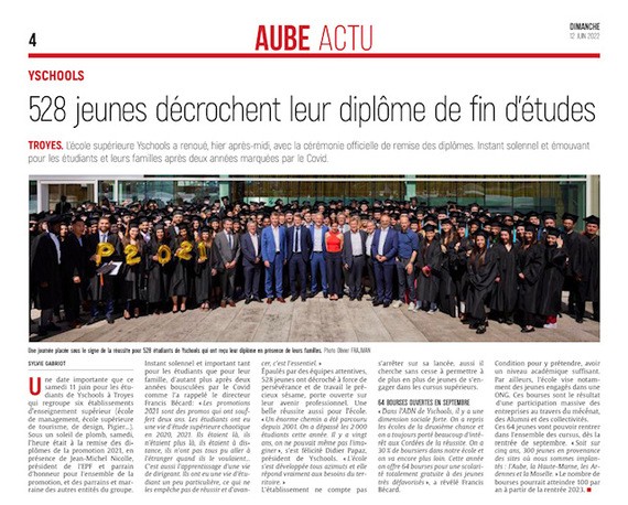 Yschools à Troyes: 528 jeunes décrochent leur diplôme de fin d’études