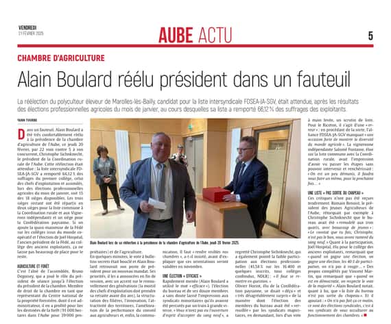 Alain Boulard réélu président de la chambre d’agriculture de l’Aube