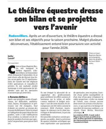 Le théâtre équestre dresse son bilan, après une année d’ouverture