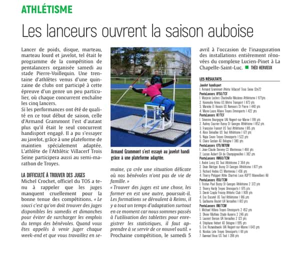 Les lanceurs ouvrent la saison auboise d’athlétisme