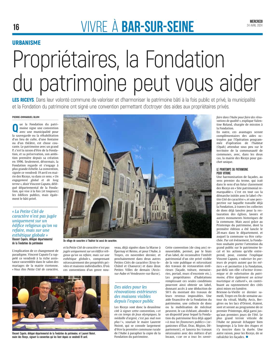 Les Riceys : Propriétaires, la Fondation du Patrimoine peut vous aider.