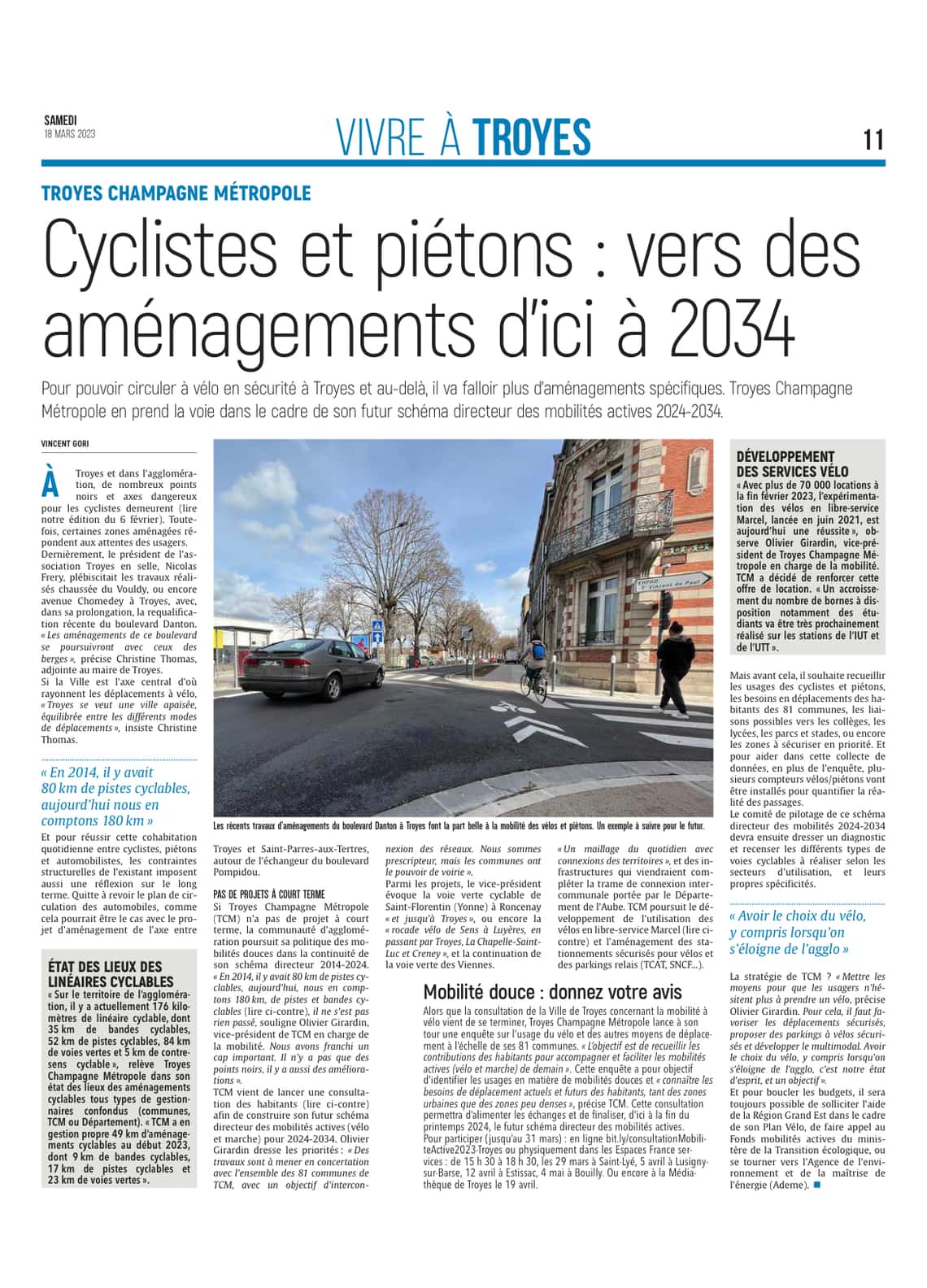 Vers des aménagements pour cyclistes et piétons d’ici à 2034