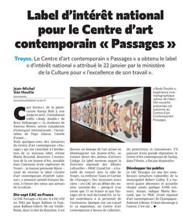 Label d’intérêt national pour le Centre d’art contemporain Passages