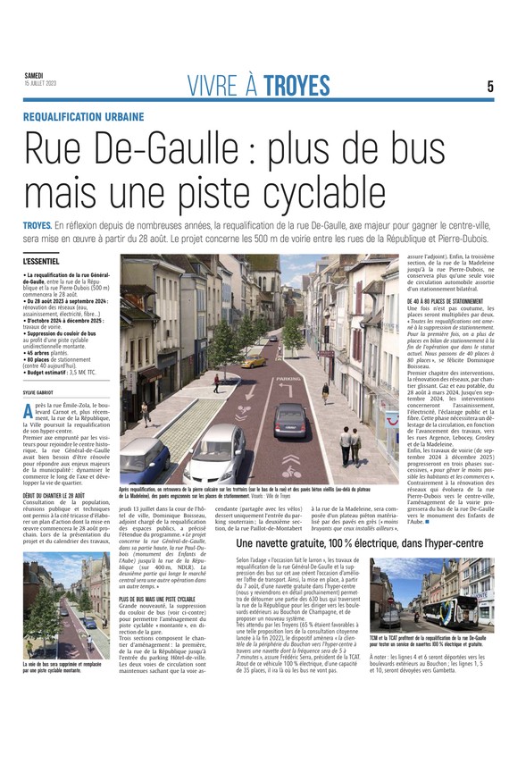Rue De-Gaulle : plus de bus mais une piste cyclable.