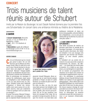 Troyes: trois musiciens de talent réunis autour de Schubert.