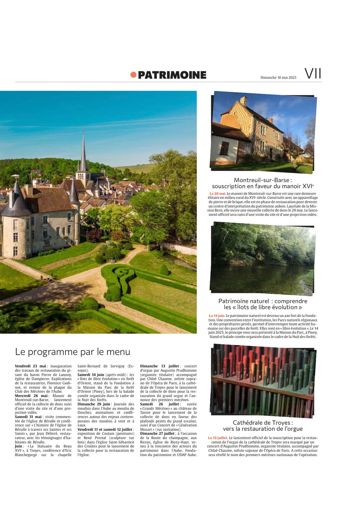 Onze sorties pour célébrer le patrimoine aubois