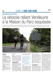 La vélovoie reliant Vendeuvre-sur-Barse à la Maison du Parc esquissée