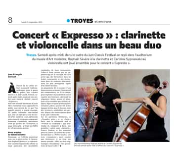 Just Classik Festival : concert « Expresso » Clarinette et violoncelle