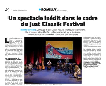 Un spectacle inédit à Romilly-sur-Seine dans le cadre du Just Classik Festival