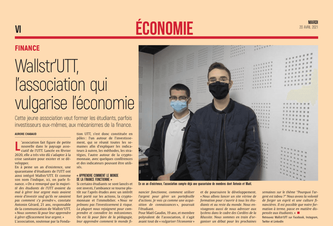 Wallst'UTT, une nouvelle association étudiante.