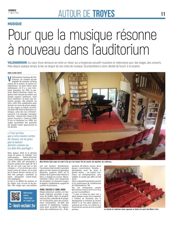 Pour que la musique résonne à nouveau dans l’auditorium de Villehardouin