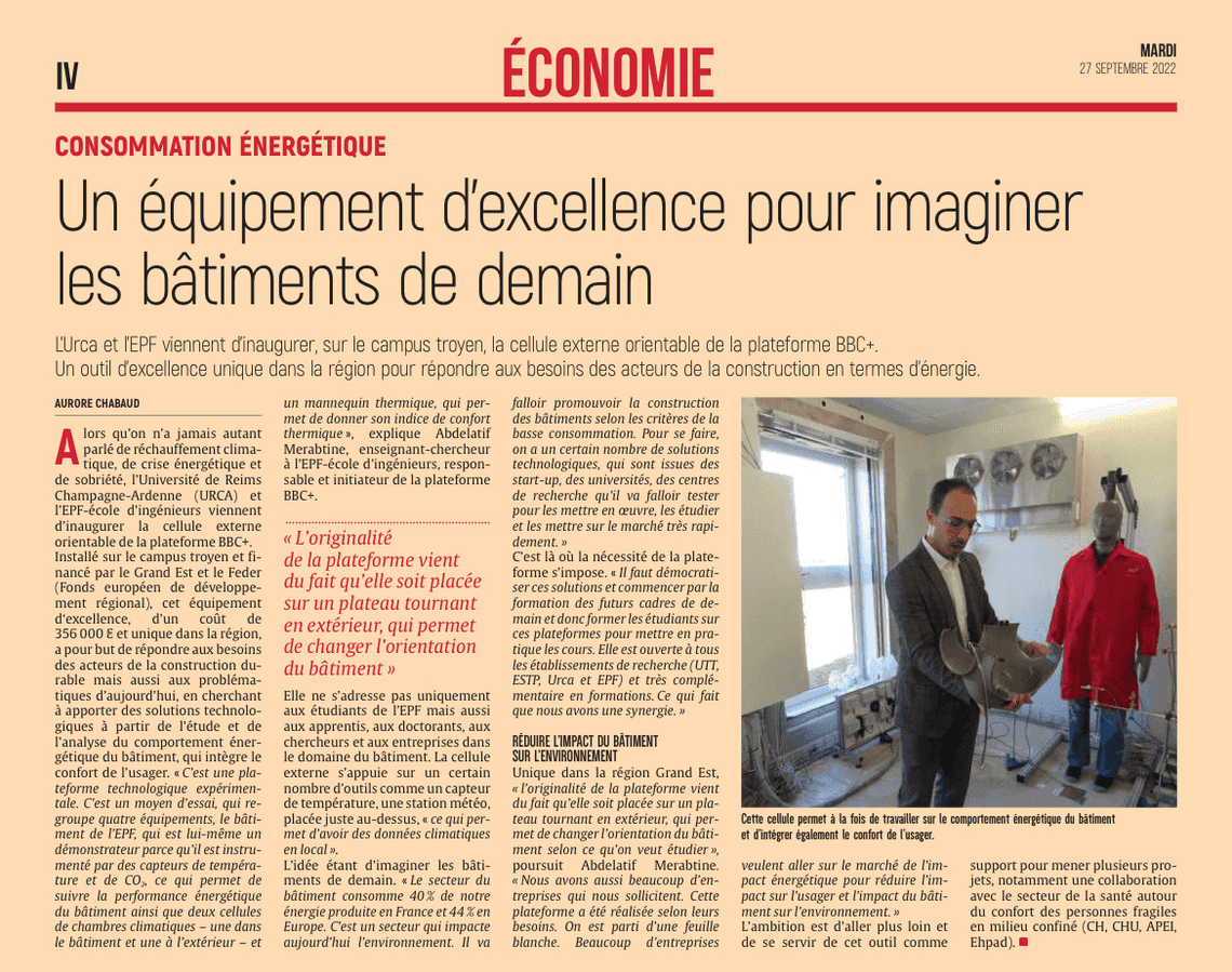 Un équipement d'excellence pour imaginer les bâtiments de demain.