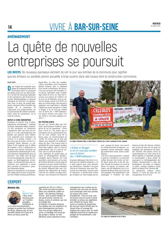 La quête de nouvelles entreprises se poursuit aux Riceys