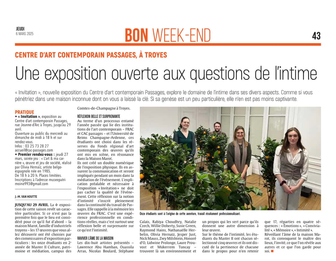 Une exposition ouverte aux questions de l'intime.