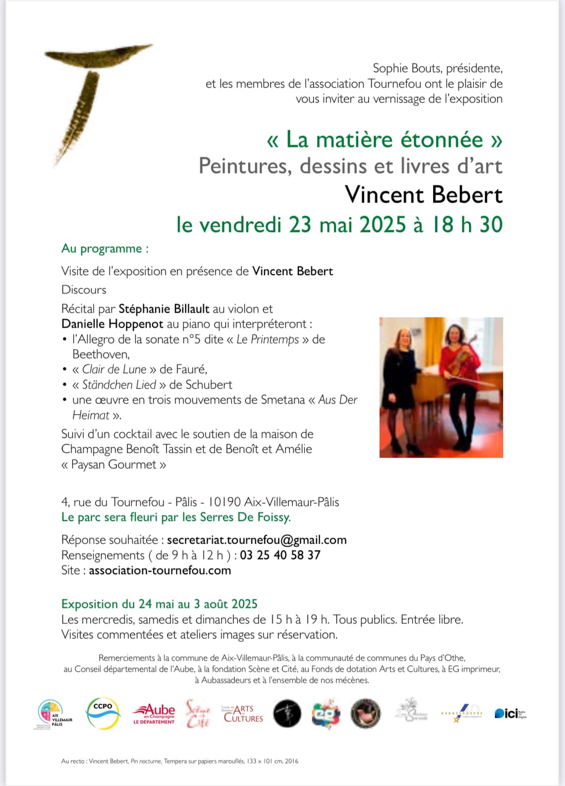 Vernissage et concert chez nos Aubassadeurs du Tournefou ce vendredi 23 mai
