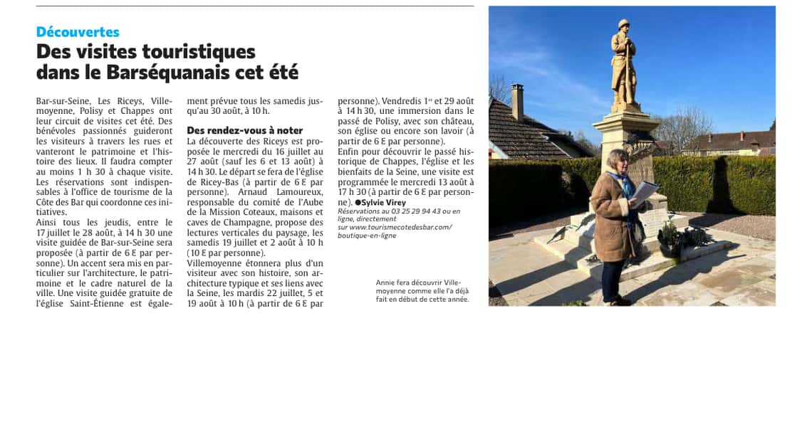 Des visites touristiques dans le Barséquanais cet été.