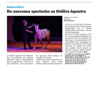 De nouveaux spectacles au Théâtre équestre de Radonvilliers