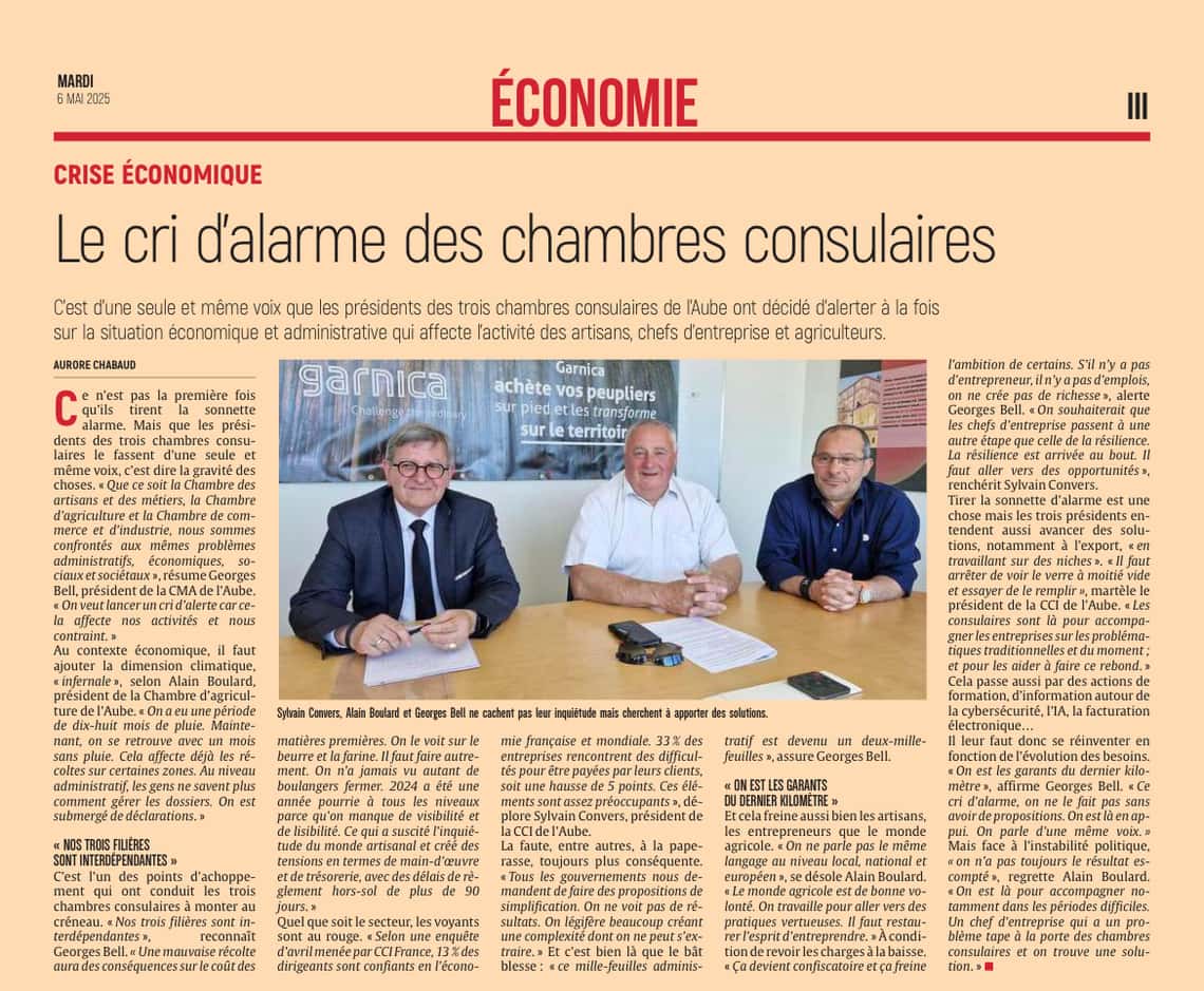 Le cri d’alarme des chambres consulaires.