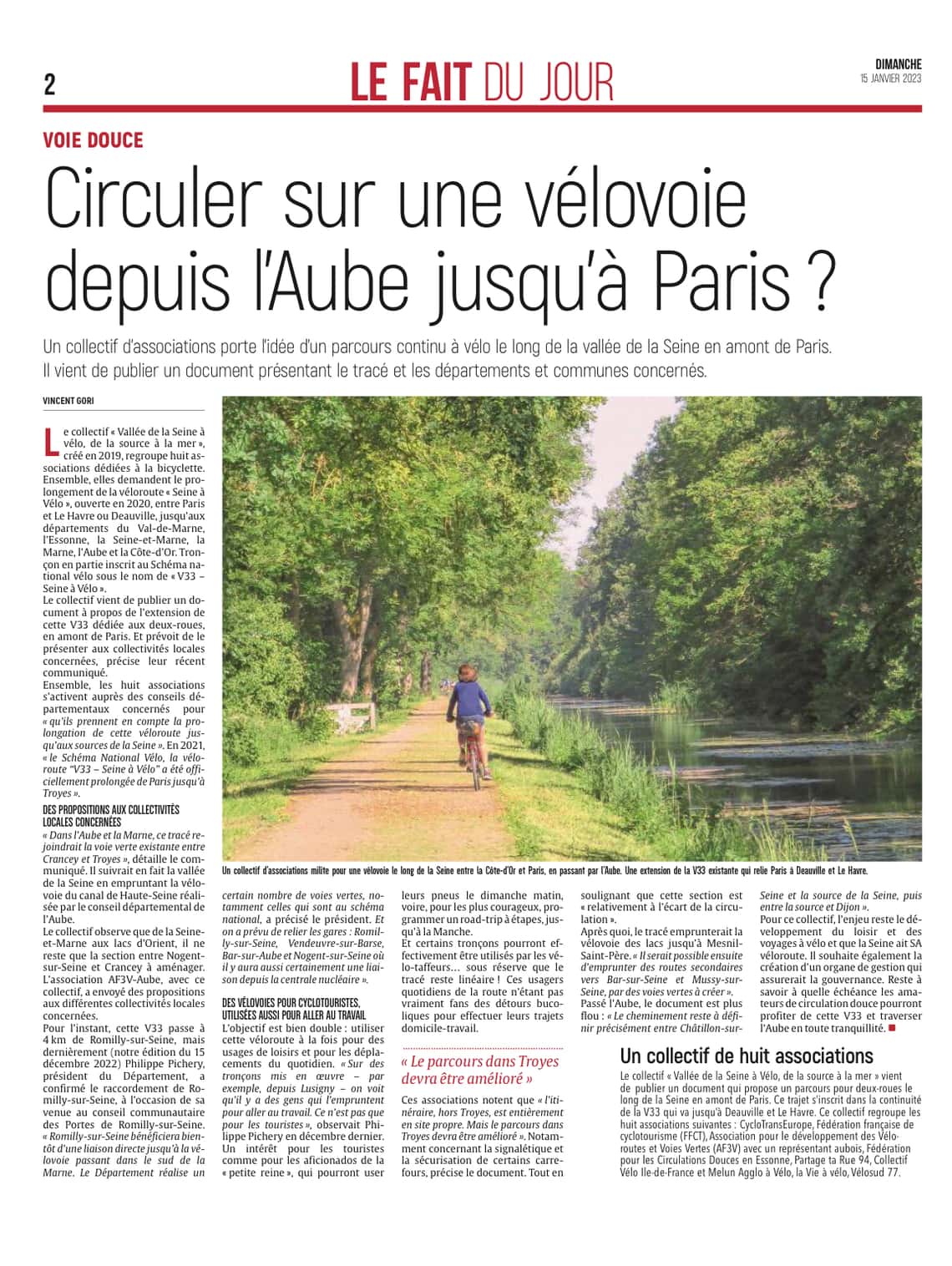 Circuler sur une vélovoie depuis l'Aube jusqu'à Paris ?