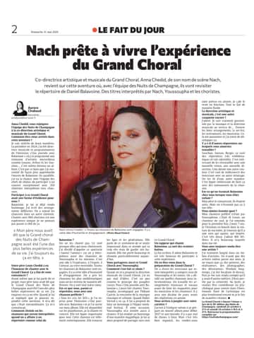 Nach prête à vivre l'expérience du Grand Choral.