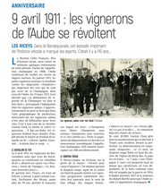9 AVRIL 1911 : Les Vignerons de l'Aube se révoltent