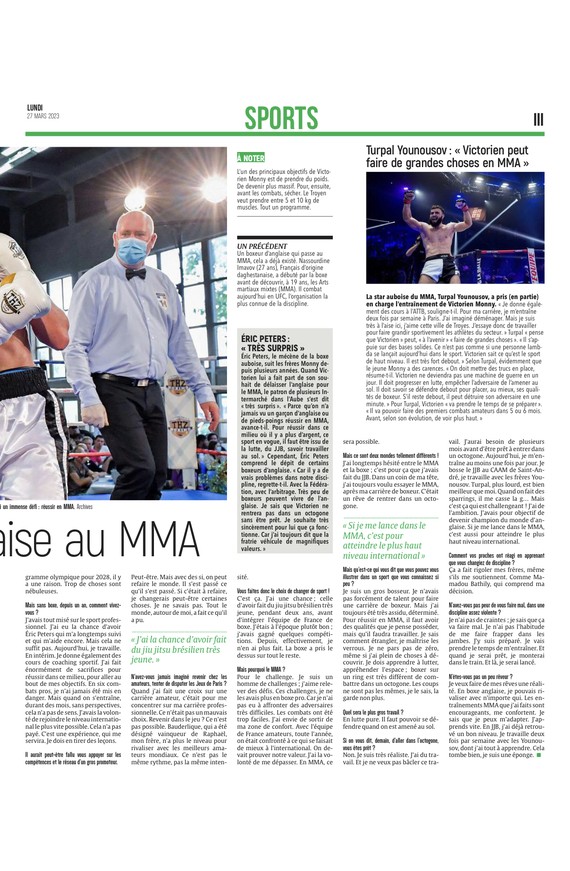 Le troyen Victorien Monny passe de la boxe anglaise au MMA