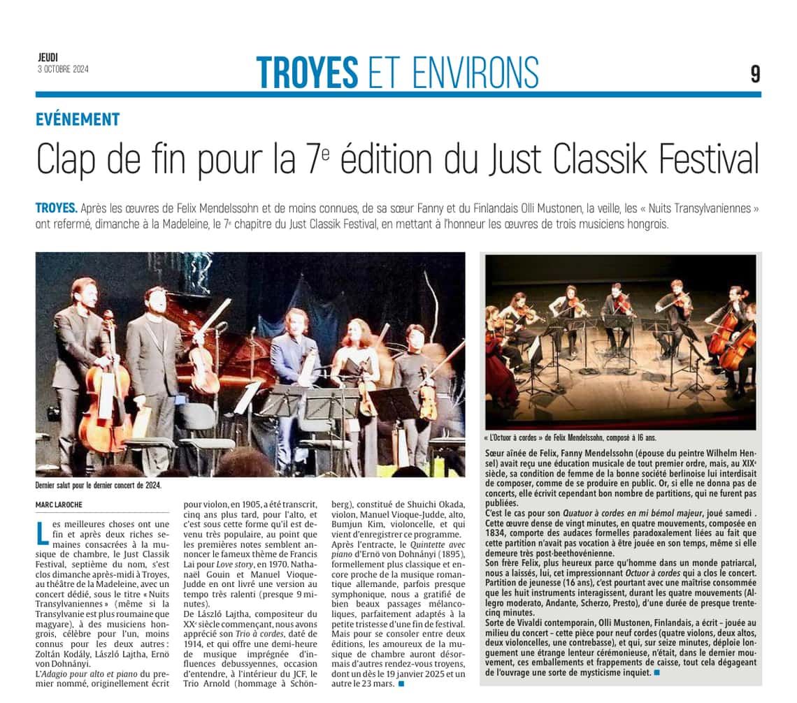 Clap de fin pour la 7e édition du Just Classik Festival