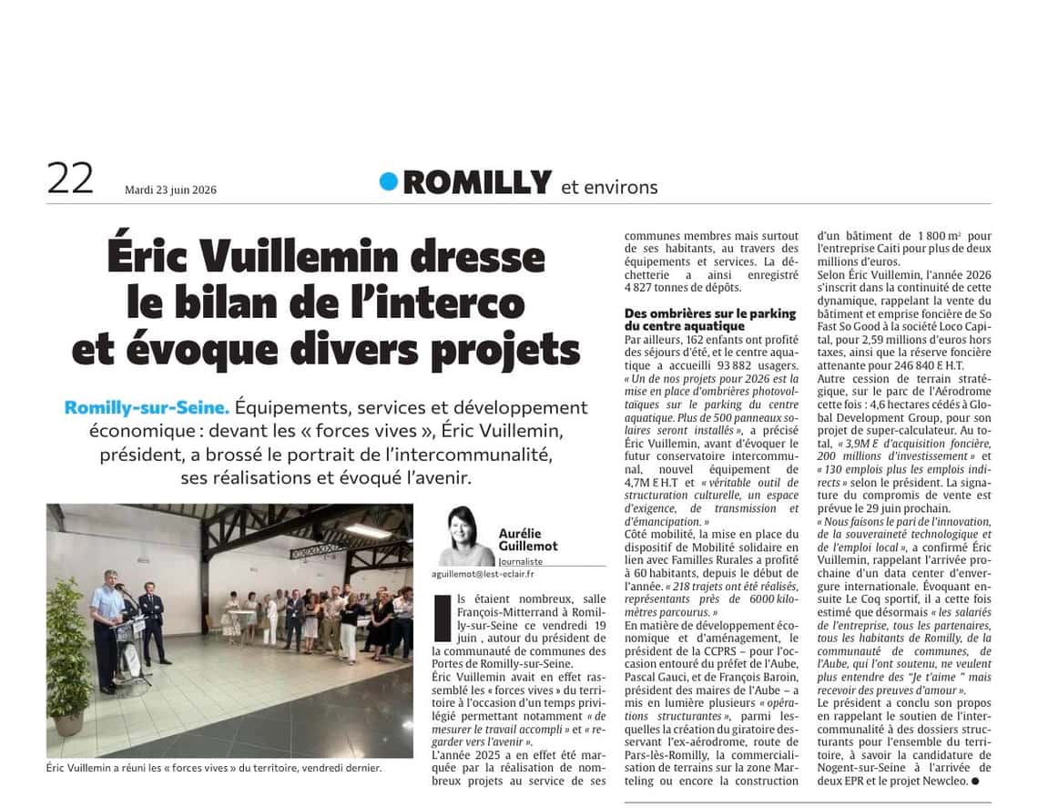 Eric Vuillemin dresse le bilan de l'interco et évoque divers projets