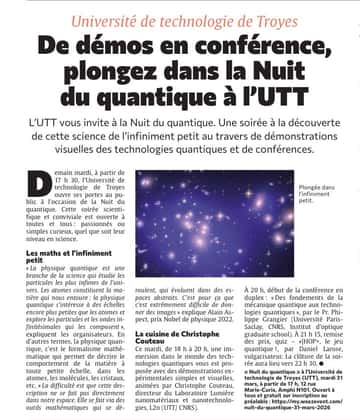 De démos en conférence, plongez dans la Nuit du quantique à l’UTT