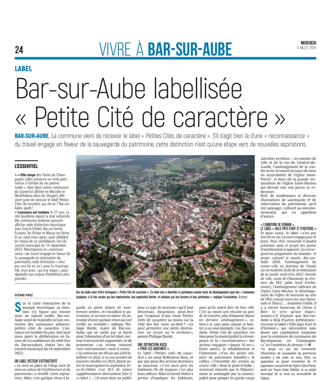 Bar-sur-Aube labellisée Petite Cité de Caractère