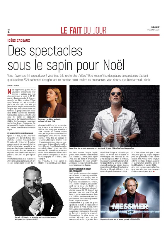 Aube : des idées de spectacles sous le sapin pour Noël