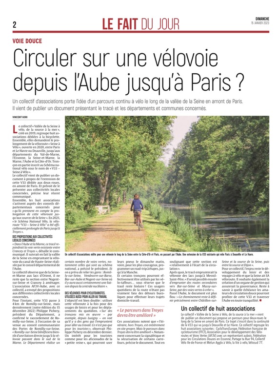 Circuler sur une vélovoie depuis l'Aube jusqu'à Paris ?