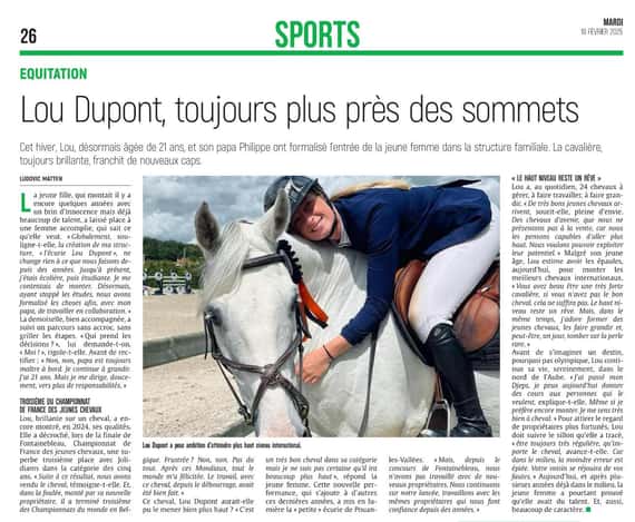 Lou Dupont, la cavalière auboise qui se rapproche toujours plus des sommets